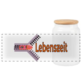 LEBENSZEIT ZEIT LEBEN - Panorama Keksdose mit Holzdeckel - Weiß - Vorne