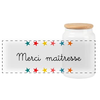 MAÎTRESSE. MERCI. MERCI MAÎTRESSE - Boîte à biscuits avec couvercle en bois - blanc - Devant