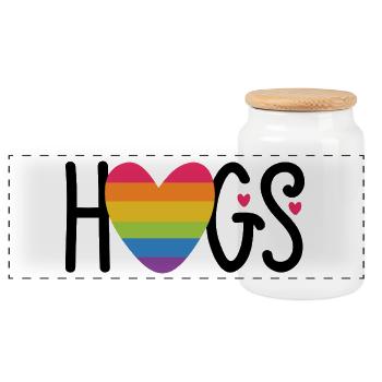Mois de la fierté LGBT - Câlins - Boîte à biscuits avec couvercle en bois - blanc - Devant