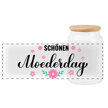 Blumenkranz in Pastellrosa - Panorama Keksdose mit Holzdeckel - Weiß - Vorne