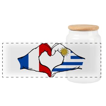 Frankreich Uruguay Flagge Hände Herzform - Panorama Keksdose mit Holzdeckel - Weiß - Vorne
