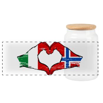 Drapeau de l'Italie et de la Norvège en forme de cœur - Boîte à biscuits avec couvercle en bois - blanc - Devant
