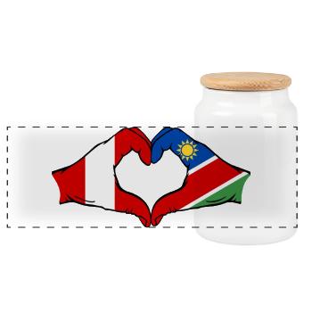 Pérou Namibie Drapeau Coeur - Boîte à biscuits avec couvercle en bois - blanc - Devant