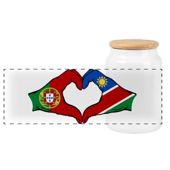 Portugal Namibia Flagge Herz - Panorama Keksdose mit Holzdeckel - Weiß - Vorne