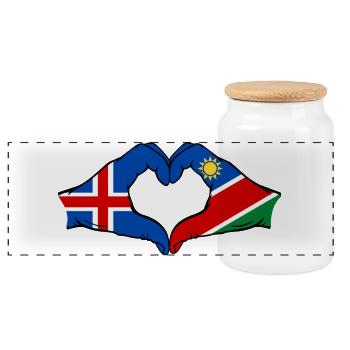 Island_Namibia_Flagge_Hände_Herzform - Boîte à biscuits avec couvercle en bois - blanc - Devant