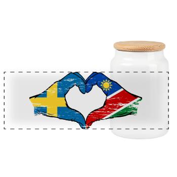 Schweden Nairobi Flagge Herz Hände - Panorama Keksdose mit Holzdeckel - Weiß - Vorne
