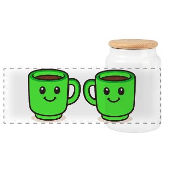 Tasse à café-Café-2 - Boîte à biscuits avec couvercle en bois - blanc - Devant