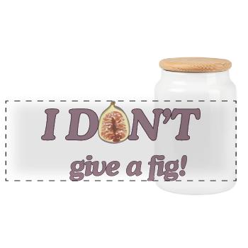 I don't give a fig - Funny pun fruit t-shirt - Panoramic Cookie Jar with Wooden Lid - white - Front