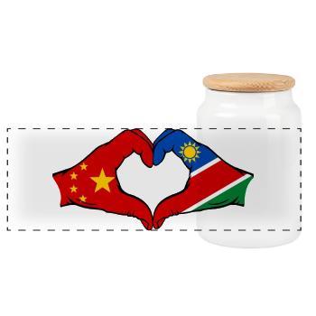 China Namibia Flagge Hände Herzform - Panorama Keksdose mit Holzdeckel - Weiß - Vorne