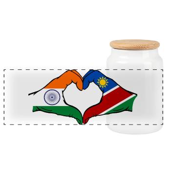 Drapeau de l'Inde et de la Namibie en forme de cœur - Boîte à biscuits avec couvercle en bois - blanc - Devant