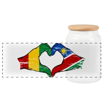 Drapeau de la Guinée et de la Namibie en forme de cœur - Boîte à biscuits avec couvercle en bois - blanc - Devant
