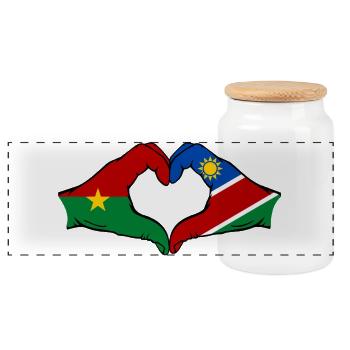 Burkina Faso Namibie drapeau mains forme de coeur utilisé - Boîte à biscuits avec couvercle en bois - blanc - Devant