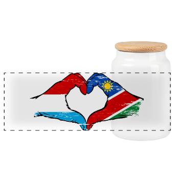 Drapeau du Luxembourg et de la Namibie, forme de cœur, utilisé - Boîte à biscuits avec couvercle en bois - blanc - Devant