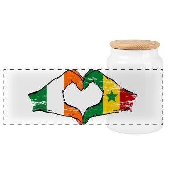 Drapeau Irlande Sénégal Mains Forme de cœur utilisé - Boîte à biscuits avec couvercle en bois - blanc - Devant