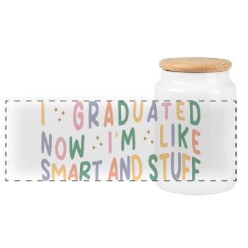 I Graduated Senior Graduation Gift Retro - Panorama Keksdose mit Holzdeckel - Weiß - Vorne