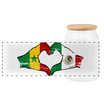 Sénégal Mexique Drapeau Coeur Utilisé - Boîte à biscuits avec couvercle en bois - blanc - Devant