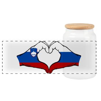 Slovénie Russie Drapeau Coeur - Boîte à biscuits avec couvercle en bois - blanc - Devant