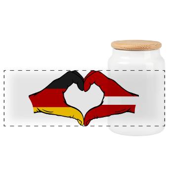 Hollande Lettonie drapeau mains forme de coeur utilisé - Boîte à biscuits avec couvercle en bois - blanc - Devant