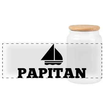 Papitän Fête des pères Meilleur papa Anchor - Boîte à biscuits avec couvercle en bois - blanc - Devant