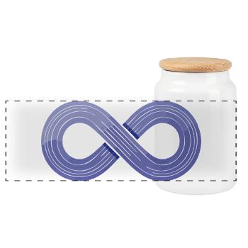 Infinity Flow – Symbol der Agilität - Panorama Keksdose mit Holzdeckel - Weiß - Vorne