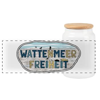 Wattenmeer Freiheit - Panoramic Cookie Jar with Wooden Lid - white - Front