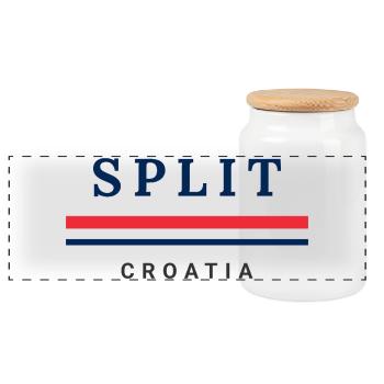 Split City Croatia - Panoramic Cookie Jar with Wooden Lid - white - Front