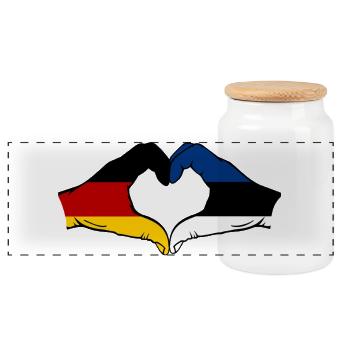 Deutschland Estland Flagge Hände Herzform used - Panorama Keksdose mit Holzdeckel - Weiß - Vorne