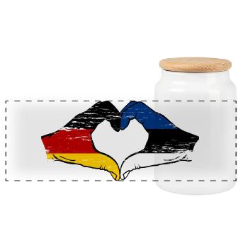Deutschland Estland Flagge Herz used - Panorama Keksdose mit Holzdeckel - Weiß - Vorne