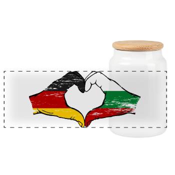 Cœur du drapeau Allemagne Bulgarie - Boîte à biscuits avec couvercle en bois - blanc - Devant
