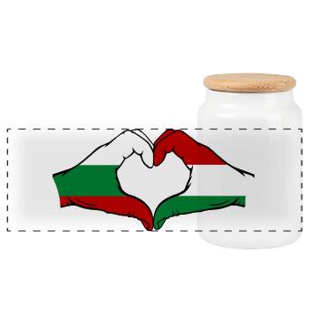 Drapeau Bulgarie Hongrie Mains en forme de cœur - Boîte à biscuits avec couvercle en bois - blanc - Devant