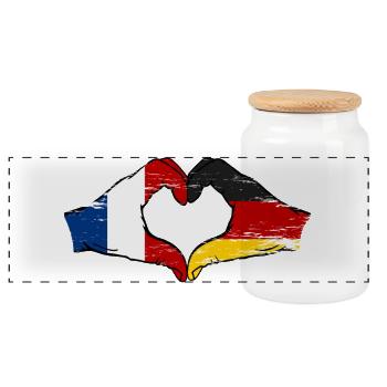 Frankreich Deutschland Flagge Herz - Panorama Keksdose mit Holzdeckel - Weiß - Vorne