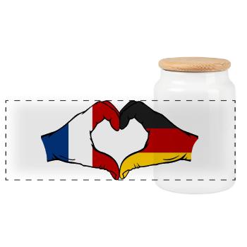 Drapeau de football France-Allemagne - Boîte à biscuits avec couvercle en bois - blanc - Devant