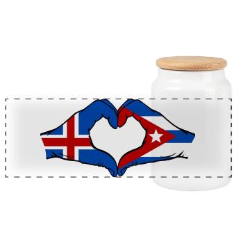 Drapeau de l’île de Cuba mains de cœur - Boîte à biscuits avec couvercle en bois - blanc - Devant