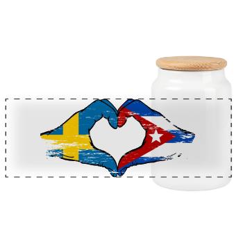 Drapeau Suède-Cuba Mains en forme de cœur utilisées - Boîte à biscuits avec couvercle en bois - blanc - Devant