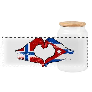 Norwegen Kuba Flagge Hände Herz - Panorama Keksdose mit Holzdeckel - Weiß - Vorne