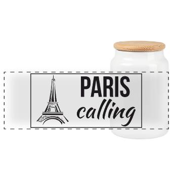 Paris Calling - Panoramic Cookie Jar with Wooden Lid - white - Front