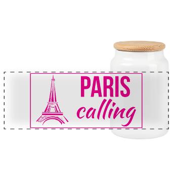 Paris Calling - Panorama Keksdose mit Holzdeckel - Weiß - Vorne