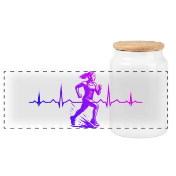 Running Graphics for Races - Panoramic Cookie Jar with Wooden Lid - white - Front