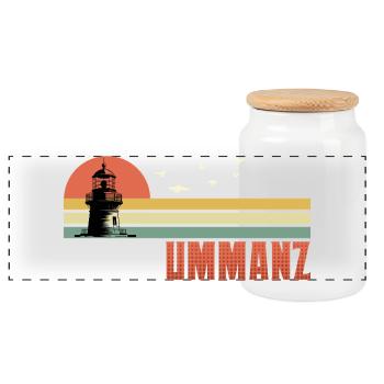 Vacances Mer Baltique Ile UMMANZ Souvenier Drôle - Boîte à biscuits avec couvercle en bois - blanc - Devant