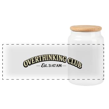 Overthinking Club – Est. 3:47 AM - Panorama Keksdose mit Holzdeckel - Weiß - Vorne