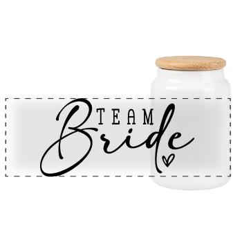 Team Bride - Panorama Keksdose mit Holzdeckel - Weiß - Vorne