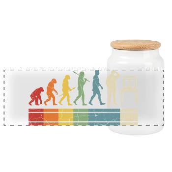 3D Druck Evolution – Vintage Maker Design - Panorama Keksdose mit Holzdeckel - Weiß - Vorne