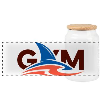 Wave Crest Gym-Logo - Panorama Keksdose mit Holzdeckel - Weiß - Vorne