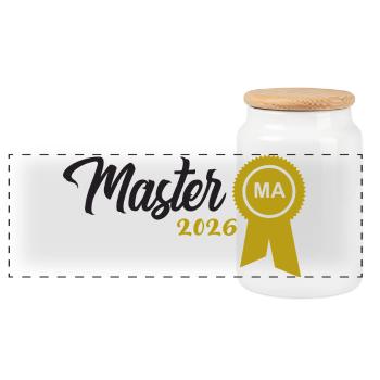 Master 2026 Diplôme - Boîte à biscuits avec couvercle en bois - blanc - Devant