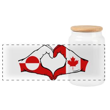 Drapeau du Canada Groenland, Mains en forme de cœur - Boîte à biscuits avec couvercle en bois - blanc - Devant