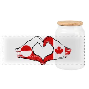 Mains du drapeau du Groenland, Canada, forme de cœur utilisée - Boîte à biscuits avec couvercle en bois - blanc - Devant