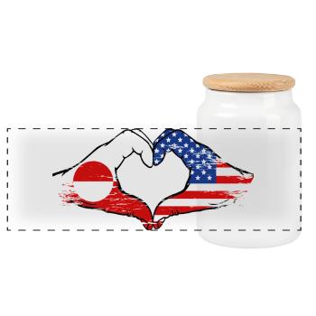 Mains du drapeau américain du Groenland en forme de cœur utilisées - Boîte à biscuits avec couvercle en bois - blanc - Devant