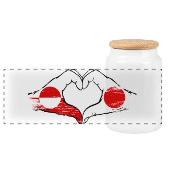 Drapeau du Groenland-Japon Mains en forme de cœur utilisé - Boîte à biscuits avec couvercle en bois - blanc - Devant