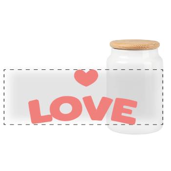 Amour Pastel: Lettrage Coeur - Boîte à biscuits avec couvercle en bois - blanc - Devant