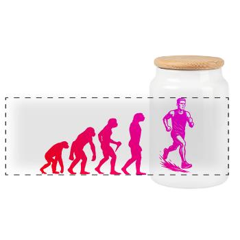 Running perfect for any race - Panoramic Cookie Jar with Wooden Lid - white - Front